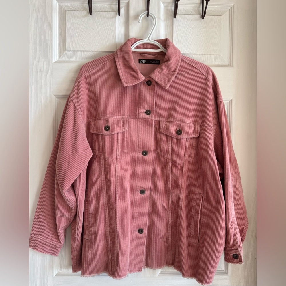 Zara Women's Pink Ribbed Corduroy Jacket